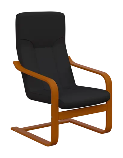 BO - 1 křeslo, dřevěná kostra, moření třešeň, látka BORA 74, tm. hnědý melír